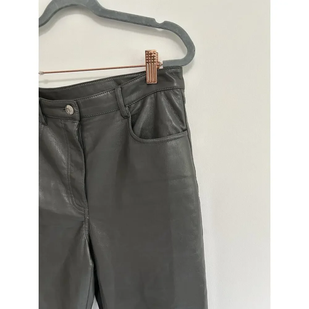 Wilfred Aritzia Gray Faux Leather Pants Size‎ 4 Dressy Straight